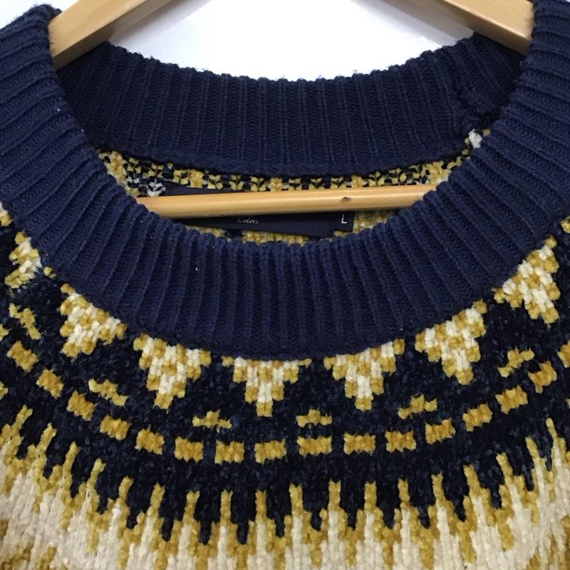 シップス SHIPS ニット、セーター 長袖 長袖ニットカットソー クルーネック セーター L プリント マルチカラー / マルチカラー /  メンズ USED 古着 中古 10148094