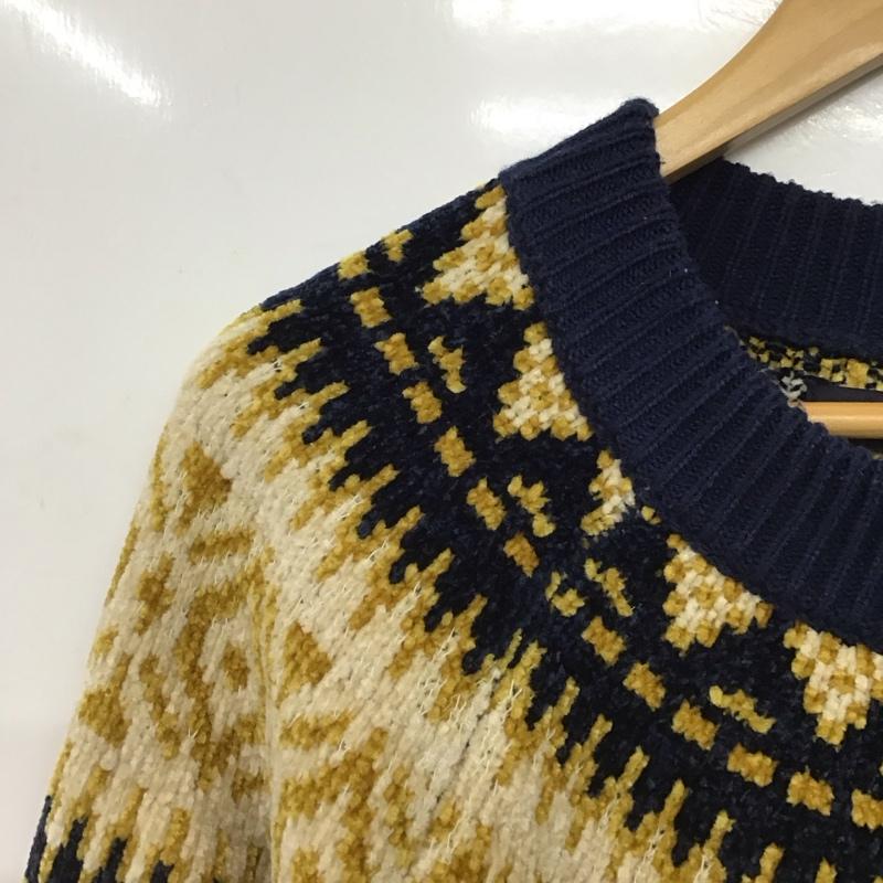 シップス SHIPS ニット、セーター 長袖 長袖ニットカットソー クルーネック セーター L プリント マルチカラー / マルチカラー /  メンズ USED 古着 中古 10148094