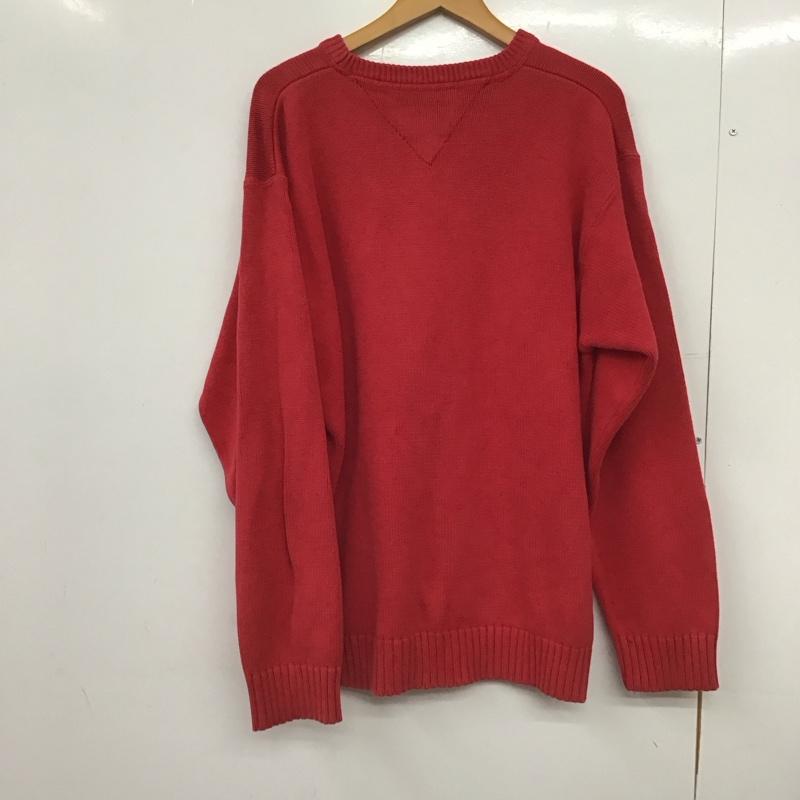 トミーヒルフィガー TOMMY HILFIGER ニット、セーター 長袖 長袖 L ロゴ、文字 赤 / レッド /  メンズ USED 古着 中古 10148099