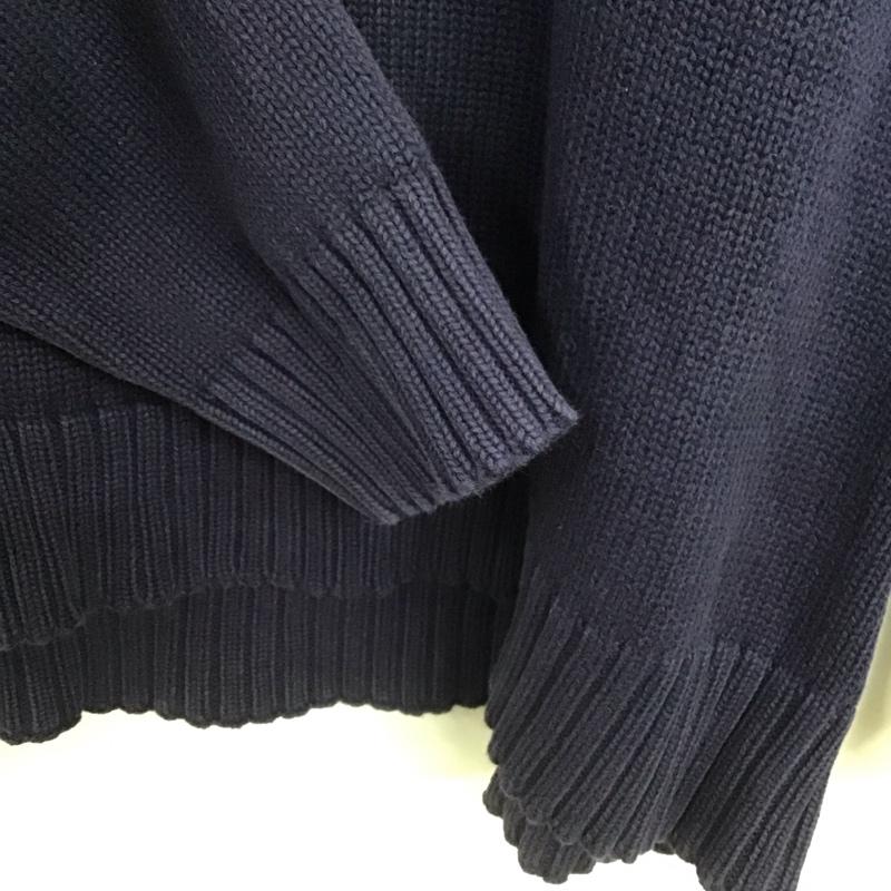 トミーヒルフィガー TOMMY HILFIGER ニット、セーター 長袖 長袖ニットカットソー クルーネック セーター L ロゴ、文字 紺 / ネイビー /  メンズ USED 古着 中古 10148100