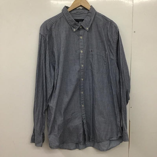 トミーヒルフィガー TOMMY HILFIGER シャツ、ブラウス 長袖 長袖シャツ 無地シャツ カラーシャツ ボタンダウンシャツ XXL チェック インディゴ / インディゴ /  メンズ USED 古着 中古 10148138