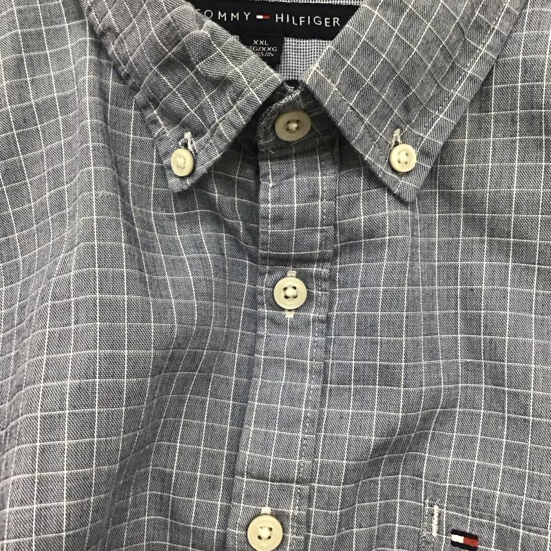 トミーヒルフィガー TOMMY HILFIGER シャツ、ブラウス 長袖 長袖シャツ 無地シャツ カラーシャツ ボタンダウンシャツ XXL チェック インディゴ / インディゴ /  メンズ USED 古着 中古 10148138