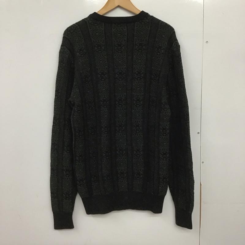 バーバリーズ BURBERRYS ニット、セーター 長袖 長袖ニットカットソー Vネック セーター 90s L プリント カーキ / カーキ /  メンズ USED 古着 中古 10148190