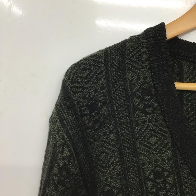 バーバリーズ BURBERRYS ニット、セーター 長袖 長袖ニットカットソー Vネック セーター 90s L プリント カーキ / カーキ /  メンズ USED 古着 中古 10148190