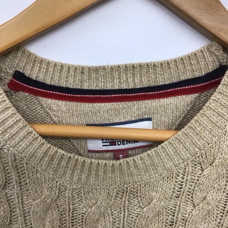 トミーヒルフィガー TOMMY HILFIGER ニット、セーター 長袖 長袖ニットカットソー クルーネック セーター S ロゴ、文字 ベージュ / ベージュ /  メンズ USED 古着 中古 10148234