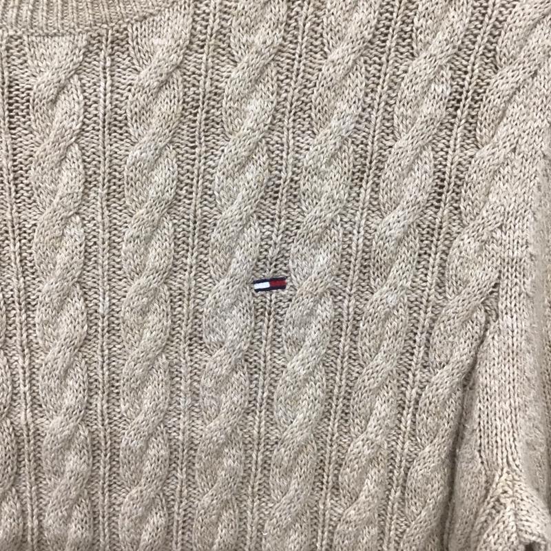 トミーヒルフィガー TOMMY HILFIGER ニット、セーター 長袖 長袖ニットカットソー クルーネック セーター S ロゴ、文字 ベージュ / ベージュ /  メンズ USED 古着 中古 10148234