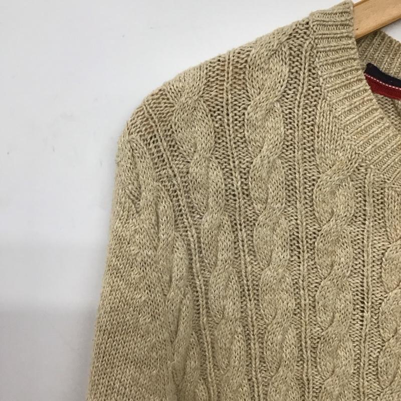 トミーヒルフィガー TOMMY HILFIGER ニット、セーター 長袖 長袖ニットカットソー クルーネック セーター S ロゴ、文字 ベージュ / ベージュ /  メンズ USED 古着 中古 10148234