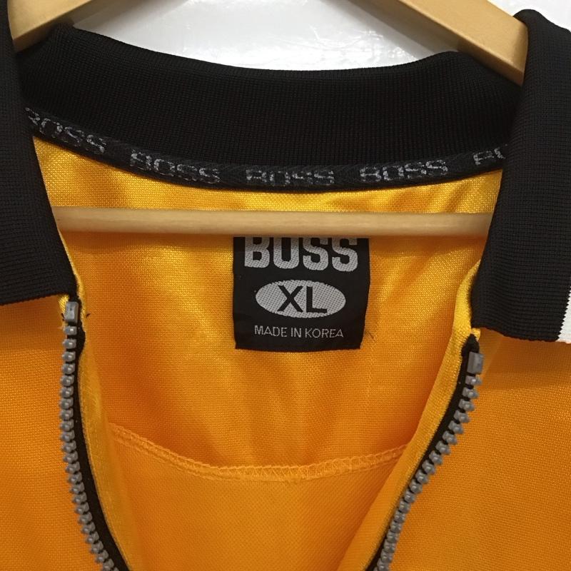 ボス BOSS ポロシャツ 長袖 長袖ポロシャツ カラーシャツ 長袖カットソー XL ロゴ、文字 黄 / イエロー /  メンズ USED 古着 中古 10148269