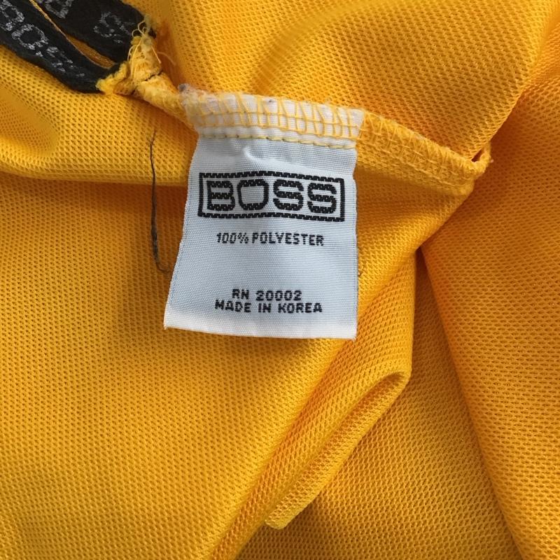 ボス BOSS ポロシャツ 長袖 長袖ポロシャツ カラーシャツ 長袖カットソー XL ロゴ、文字 黄 / イエロー /  メンズ USED 古着 中古 10148269