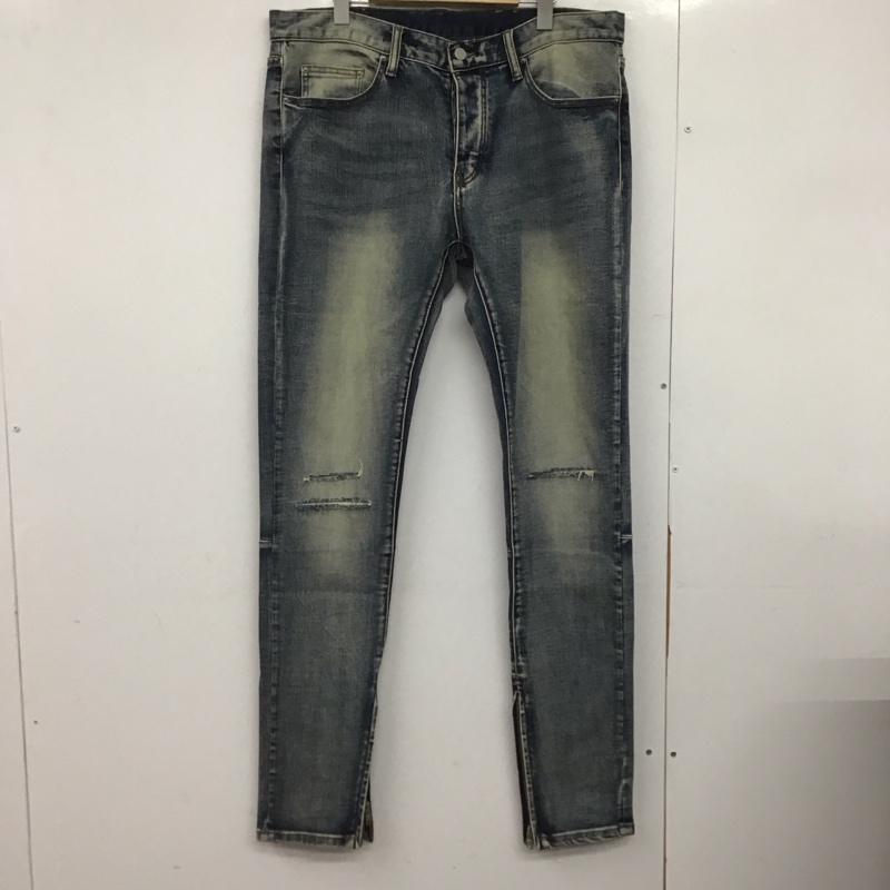 ミニマル mnml パンツ デニム、ジーンズ デニムパンツ スリムパンツ カジュアルパンツ ストレッチパンツ 34インチ ダメージ加工 インディゴ / インディゴ /  メンズ USED 古着 中古 10148271
