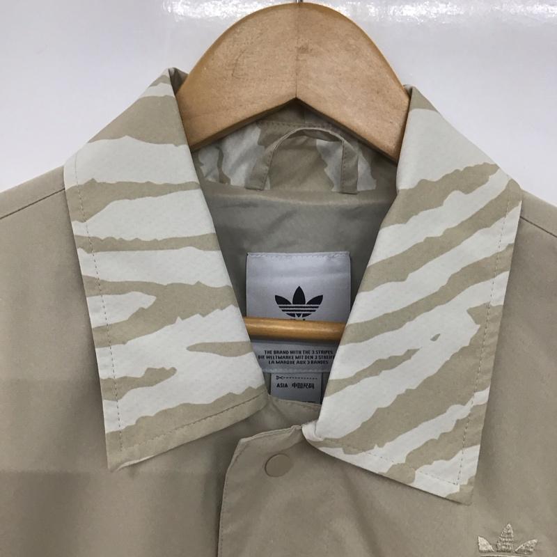 アディダス adidas ジャケット、上着 ジャンパー、ブルゾン カジュアルジャケット アウター カラージャケット フロントジャケット M ロゴ、文字 ベージュ / ベージュ /  メンズ USED 古着 中古 10148273