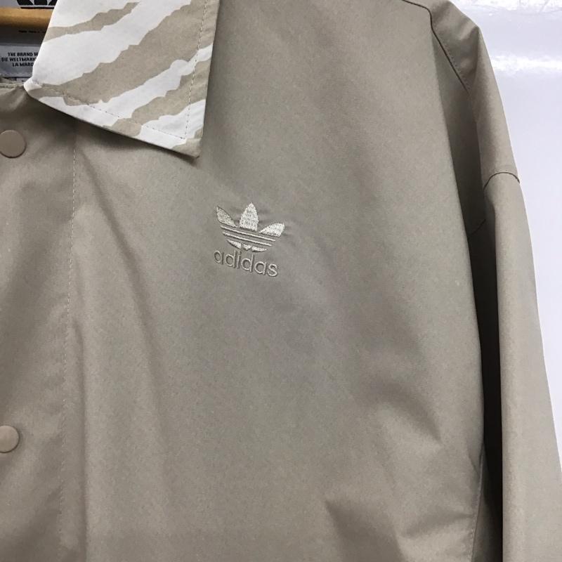 アディダス adidas ジャケット、上着 ジャンパー、ブルゾン カジュアルジャケット アウター カラージャケット フロントジャケット M ロゴ、文字 ベージュ / ベージュ /  メンズ USED 古着 中古 10148273