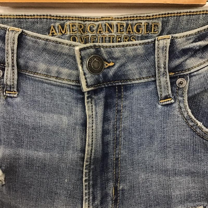 アメリカンイーグル AMERICANEAGLE パンツ デニム、ジーンズ デニムパンツ スリムパンツ カジュアルパンツ ストレッチパンツ 34インチ ダメージ加工 インディゴ / インディゴ /  メンズ USED 古着 中古 10148279