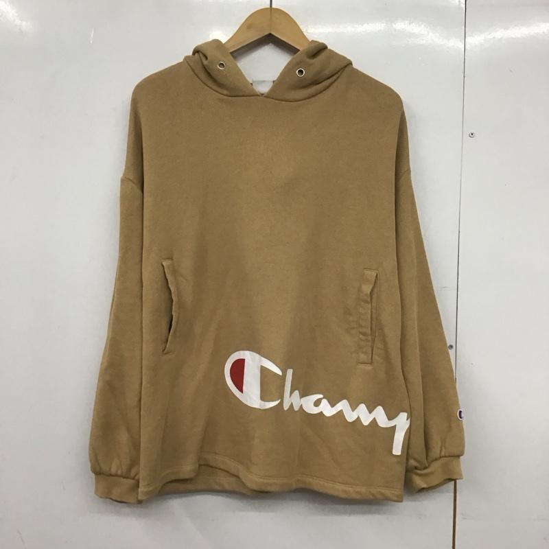 チャンピオン Champion パーカー 長袖 cw-r103 プルオーバースウェットパーカー M ロゴ、文字 ベージュ / ベージュ /  レディース USED 古着 中古 10148355
