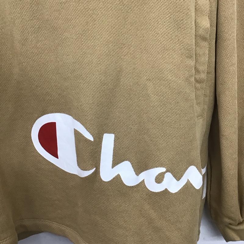 チャンピオン Champion パーカー 長袖 cw-r103 プルオーバースウェットパーカー M ロゴ、文字 ベージュ / ベージュ /  レディース USED 古着 中古 10148355