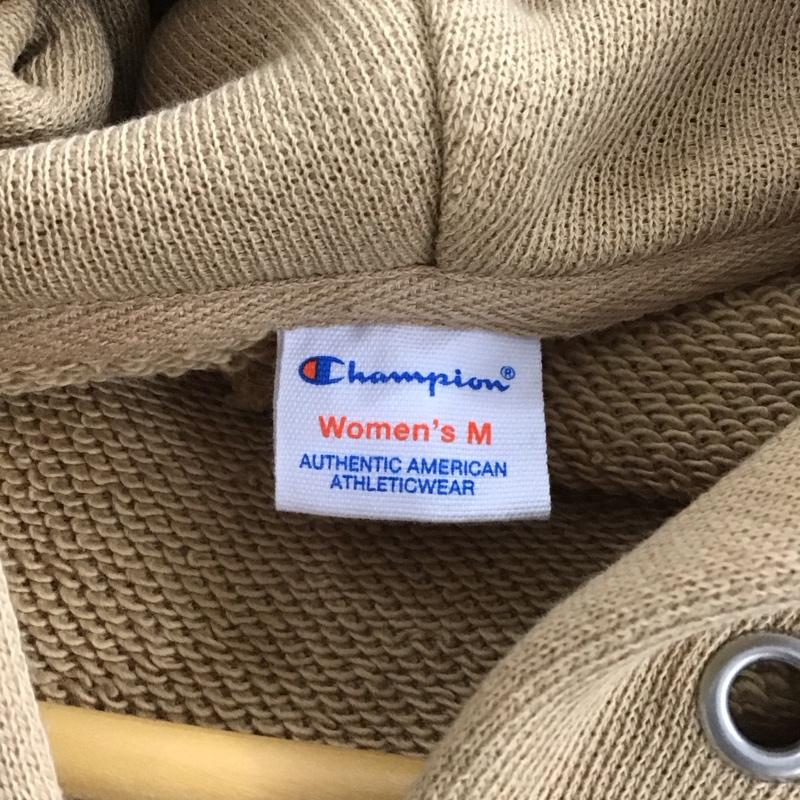 チャンピオン Champion パーカー 長袖 cw-r103 プルオーバースウェットパーカー M ロゴ、文字 ベージュ / ベージュ /  レディース USED 古着 中古 10148355