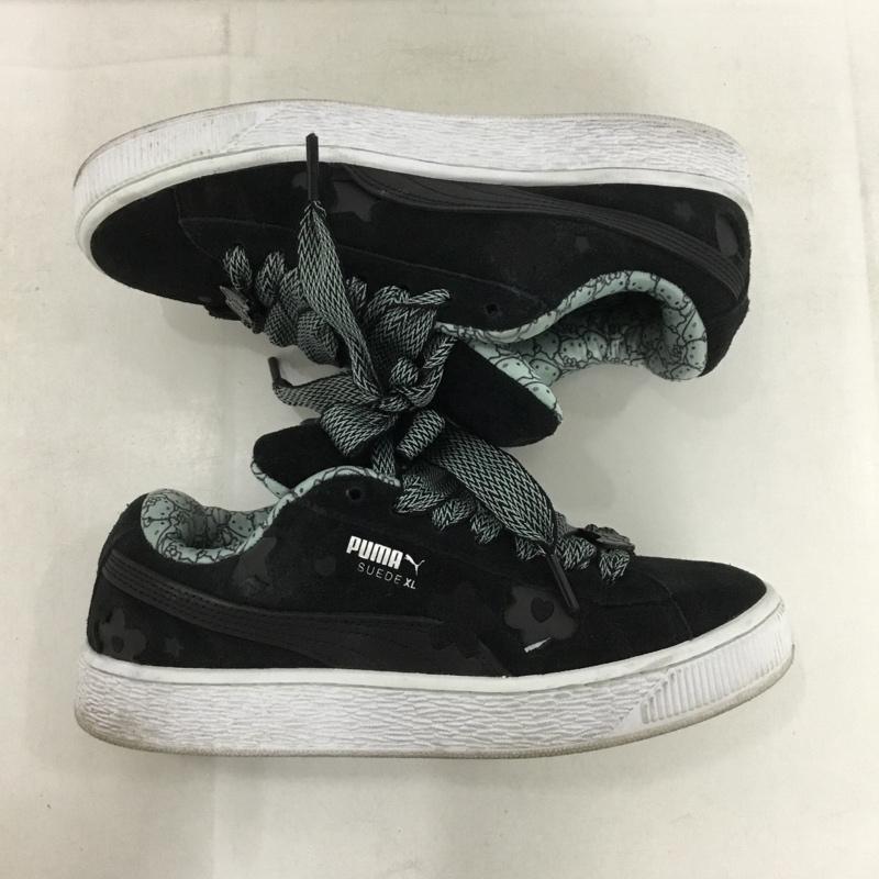 プーマ PUMA スニーカー スニーカー 402381-01 HELLO KITTY SUEDE XL 24cm キティ 箱有 24.0cm ロゴ、文字 黒 / ブラック / X 灰 / グレー /  レディース USED 古着 中古 10148390