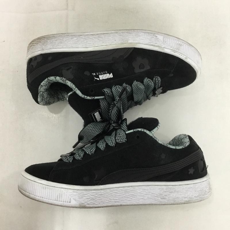 プーマ PUMA スニーカー スニーカー 402381-01 HELLO KITTY SUEDE XL 24cm キティ 箱有 24.0cm ロゴ、文字 黒 / ブラック / X 灰 / グレー /  レディース USED 古着 中古 10148390