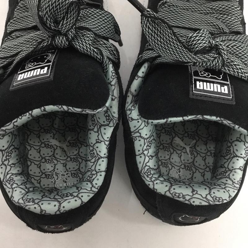 プーマ PUMA スニーカー スニーカー 402381-01 HELLO KITTY SUEDE XL 24cm キティ 箱有 24.0cm ロゴ、文字 黒 / ブラック / X 灰 / グレー /  レディース USED 古着 中古 10148390