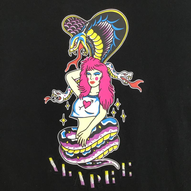 エクストララージ XLARGE Tシャツ 半袖 X-LARGE メンズ ファッシネイティング スネーク Tシャツ 半袖 XL プリント 黒 / ブラック /  メンズ USED 古着 中古 10148474