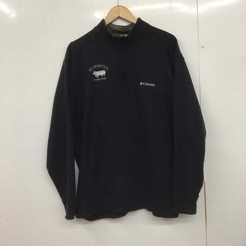 コロンビア Columbia トレーナー 長袖 長袖トレーナー スウェット スタンドネック XL ロゴ、文字 黒 / ブラック /  メンズ USED 古着 中古 10148494