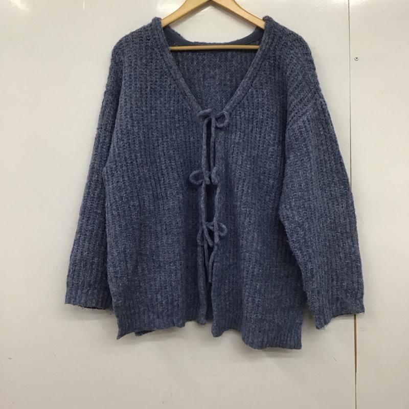 ローリーズファーム LOWRYS FARM カーディガン 長袖 ニット FREE 無地 青 / ブルー /  レディース USED 古着 中古 10148507