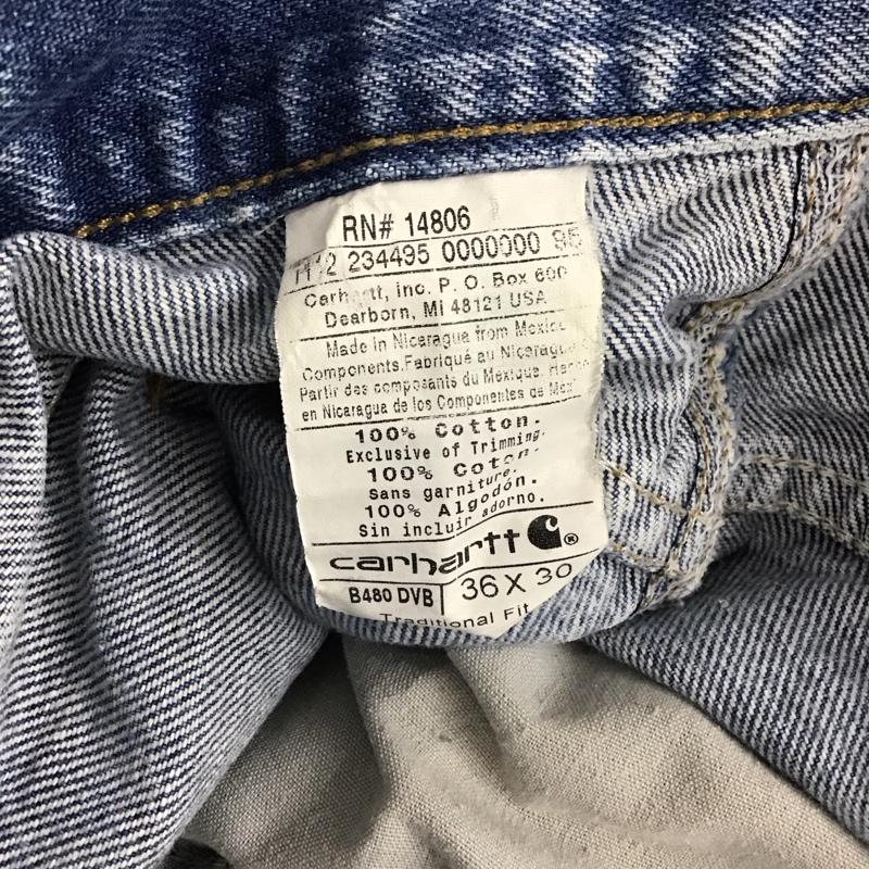 カーハート Carhartt パンツ デニム、ジーンズ デニムパンツ ワイドパンツ カジュアルパンツ 36 無地 インディゴ / インディゴ /  メンズ USED 古着 中古 10148521