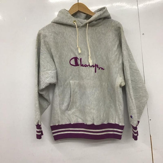チャンピオン Campion パーカー 長袖 長袖パーカー プルオーバーパーカー スウェット 90s reverse weave リブライン usa製 M ロゴ、文字 灰 / グレー /  メンズ USED 古着 中古 10148557