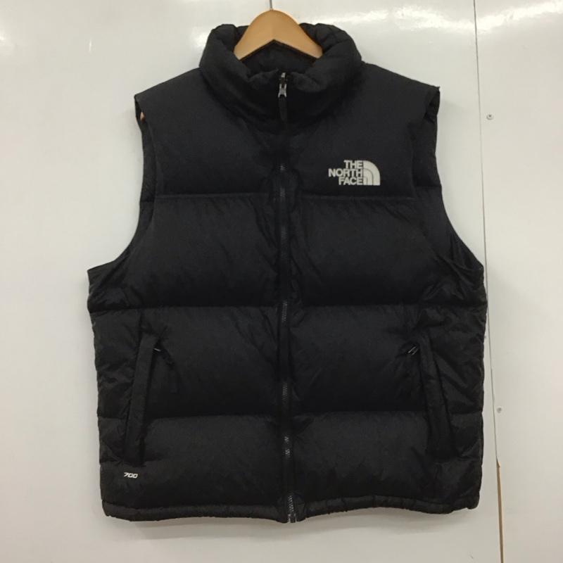 ザノースフェイス THE NORTH FACE ベスト ベスト ダウンベスト ノースリーブ ジップアップジャケット L ロゴ、文字 黒 / ブラック /  メンズ USED 古着 中古 10148565