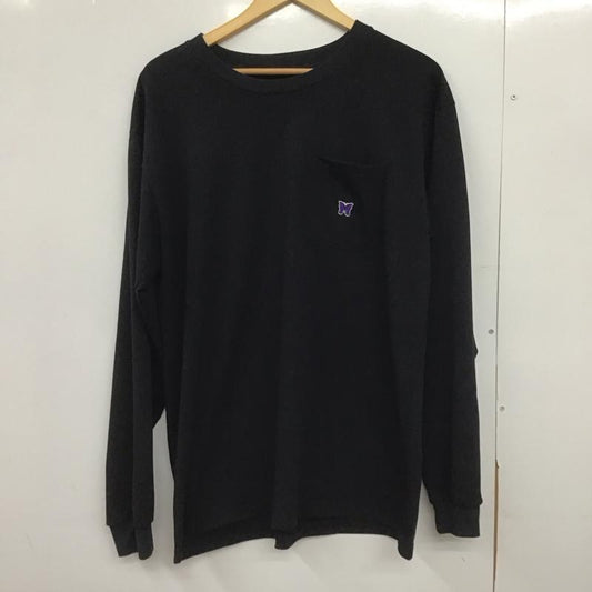 ニードルス Needles カットソー 長袖 長袖カットソー プリントカットソー クルーネック M ロゴ、文字 黒 / ブラック /  メンズ USED 古着 中古 10148574