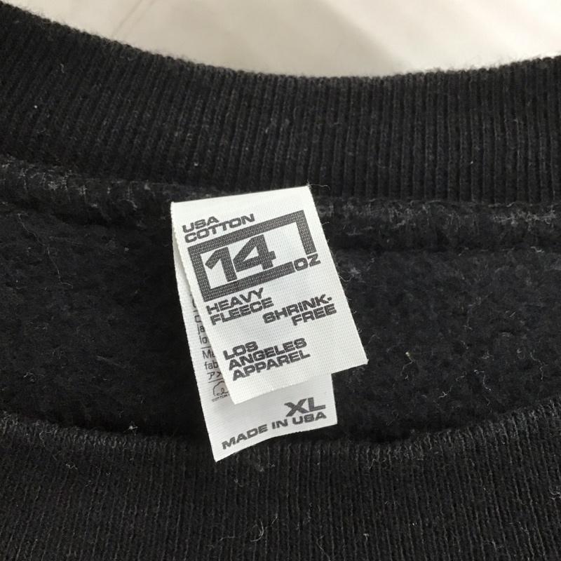 ロサンゼルスアパレル LOS ANGELES APPAREL トレーナー 長袖 長袖トレーナー スウェット クルーネック プルオーバー XL 無地 黒 / ブラック /  メンズ USED 古着 中古 10148576