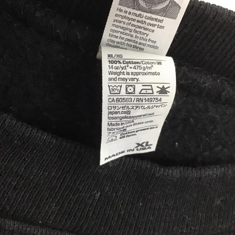 ロサンゼルスアパレル LOS ANGELES APPAREL トレーナー 長袖 長袖トレーナー スウェット クルーネック プルオーバー XL 無地 黒 / ブラック /  メンズ USED 古着 中古 10148576