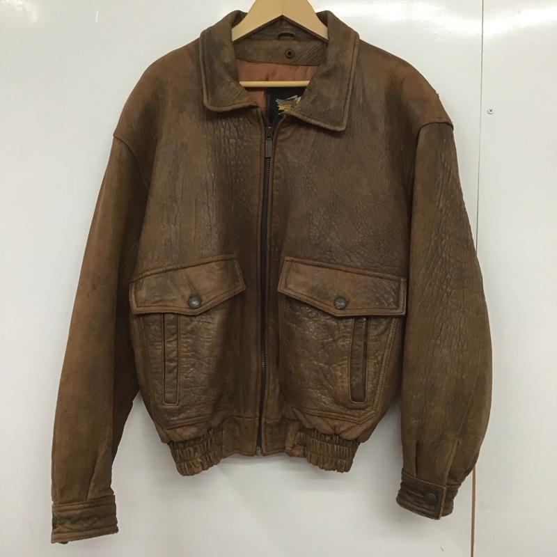 ハーレーダビッドソン Harley-Davidson ジャケット、上着 ジャンパー、ブルゾン ジップアップレザージャケット アウター シングルジャケット L 無地 茶 / ブラウン /  メンズ USED 古着 中古 10148586