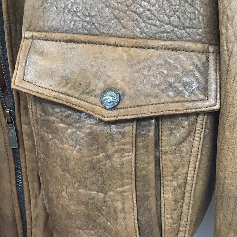 ハーレーダビッドソン Harley-Davidson ジャケット、上着 ジャンパー、ブルゾン ジップアップレザージャケット アウター シングルジャケット L 無地 茶 / ブラウン /  メンズ USED 古着 中古 10148586
