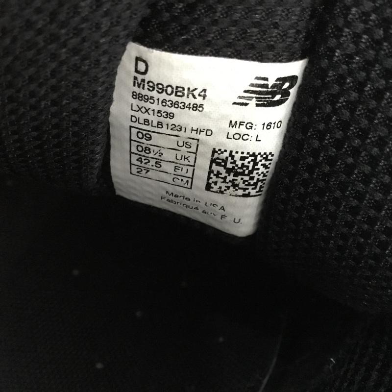 ニューバランス New Balance スニーカー スニーカー M990 BK4 MADE IN USA USA製 27cm 27.0cm ロゴ、文字 黒 / ブラック /  メンズ USED 古着 中古 10148639