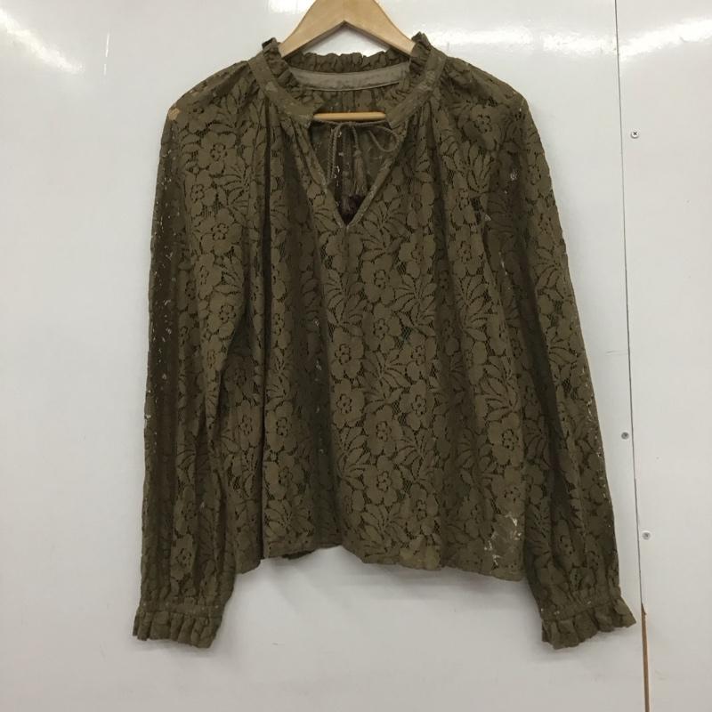マウジー MOUSSY カットソー 長袖 010BAS30-7960 moussy 2way LACE BLOUSE FREE 無地 カーキ / カーキ /  レディース USED 古着 中古 10148663