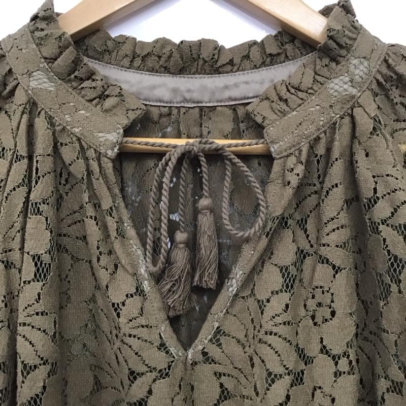マウジー MOUSSY カットソー 長袖 010BAS30-7960 moussy 2way LACE BLOUSE FREE 無地 カーキ / カーキ /  レディース USED 古着 中古 10148663