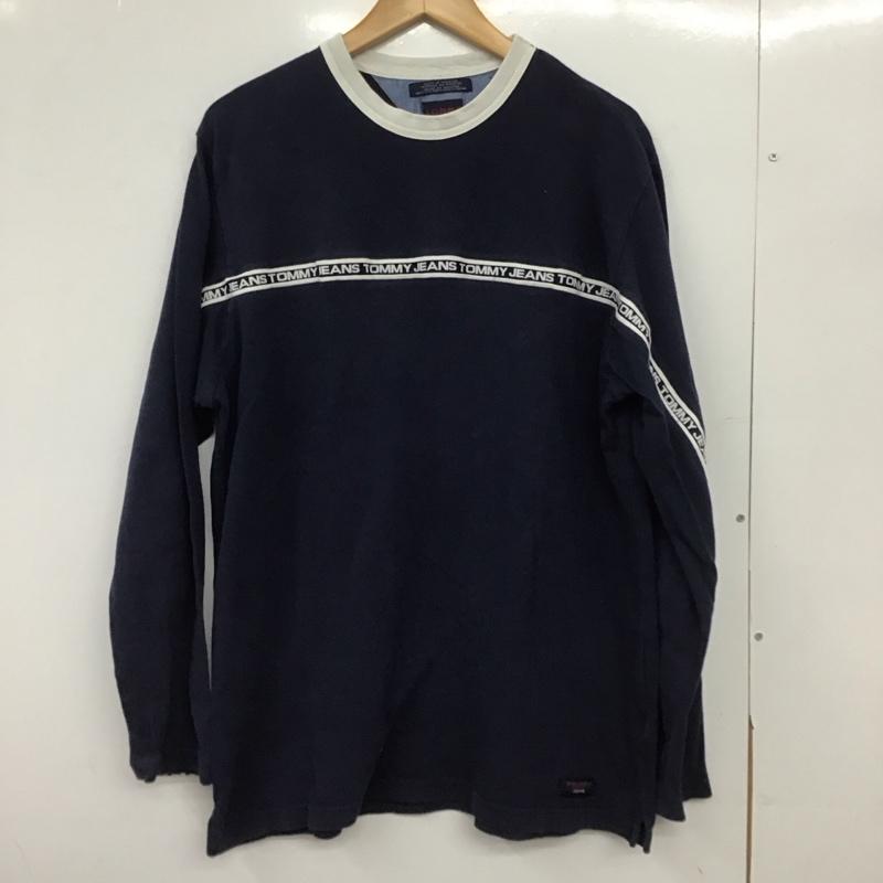 トミー ジーンズ TOMMY JEANS カットソー 長袖 長袖カットソー プリントカットソー クルーネック S ロゴ、文字 紺 / ネイビー /  メンズ USED 古着 中古 10148693
