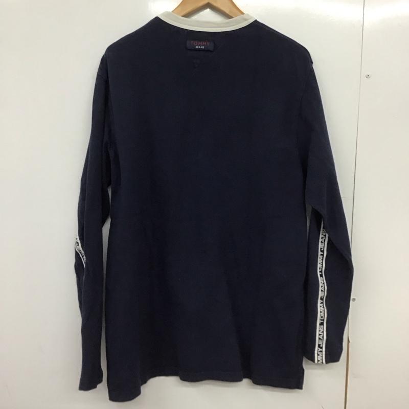 トミー ジーンズ TOMMY JEANS カットソー 長袖 長袖カットソー プリントカットソー クルーネック S ロゴ、文字 紺 / ネイビー /  メンズ USED 古着 中古 10148693