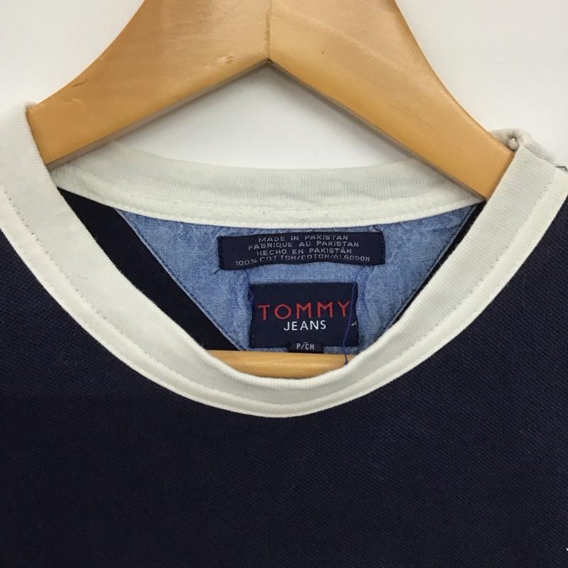 トミー ジーンズ TOMMY JEANS カットソー 長袖 長袖カットソー プリントカットソー クルーネック S ロゴ、文字 紺 / ネイビー /  メンズ USED 古着 中古 10148693