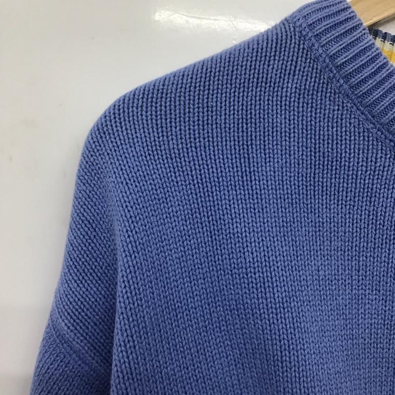 トミーヒルフィガー TOMMY HILFIGER ニット、セーター 長袖 長袖ニットカットソー クルーネック セーター L ロゴ、文字 水色 / ライトブルー /  メンズ USED 古着 中古 10148696
