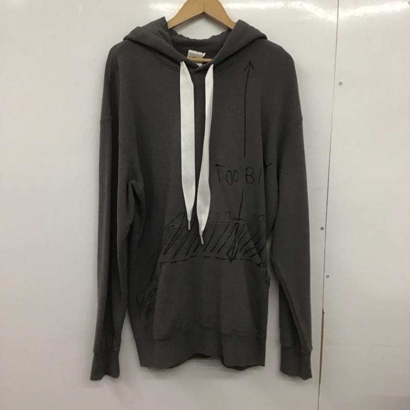 プーマ PUMA パーカー 長袖 M ロゴ、文字 X プリント チャコールグレー / チャコールグレー /  レディース USED 古着 中古 10148717