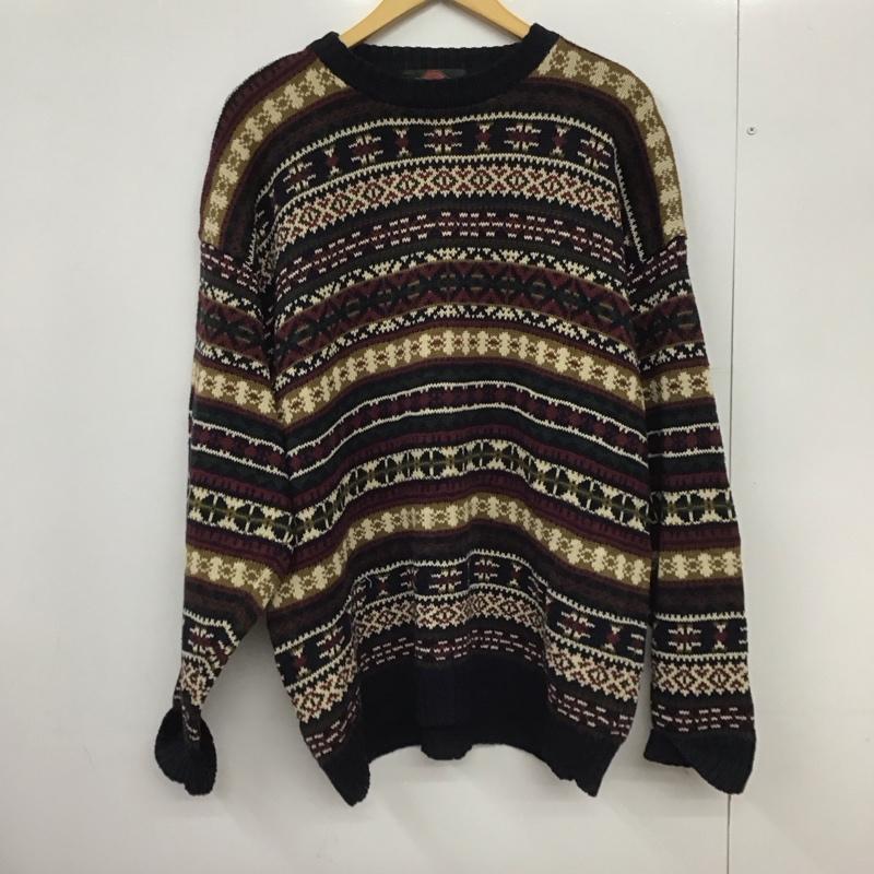 古着 USED ニット、セーター 長袖 長袖ニットカットソー クルーネック セーター 古着 XL プリント マルチカラー / マルチカラー /  メンズ USED 古着 中古 10148722