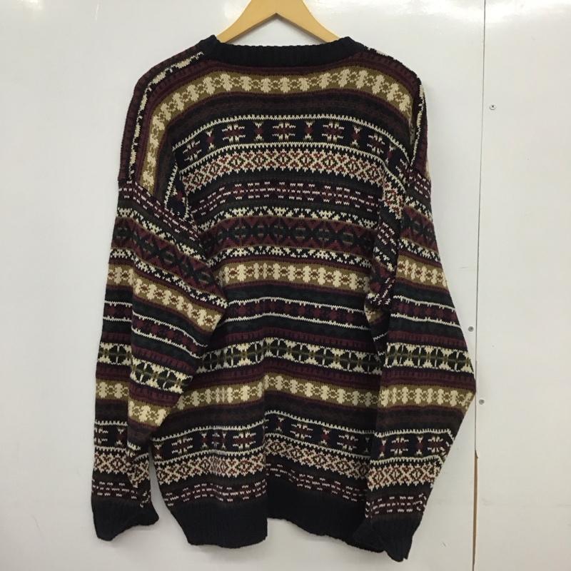 古着 USED ニット、セーター 長袖 長袖ニットカットソー クルーネック セーター 古着 XL プリント マルチカラー / マルチカラー /  メンズ USED 古着 中古 10148722