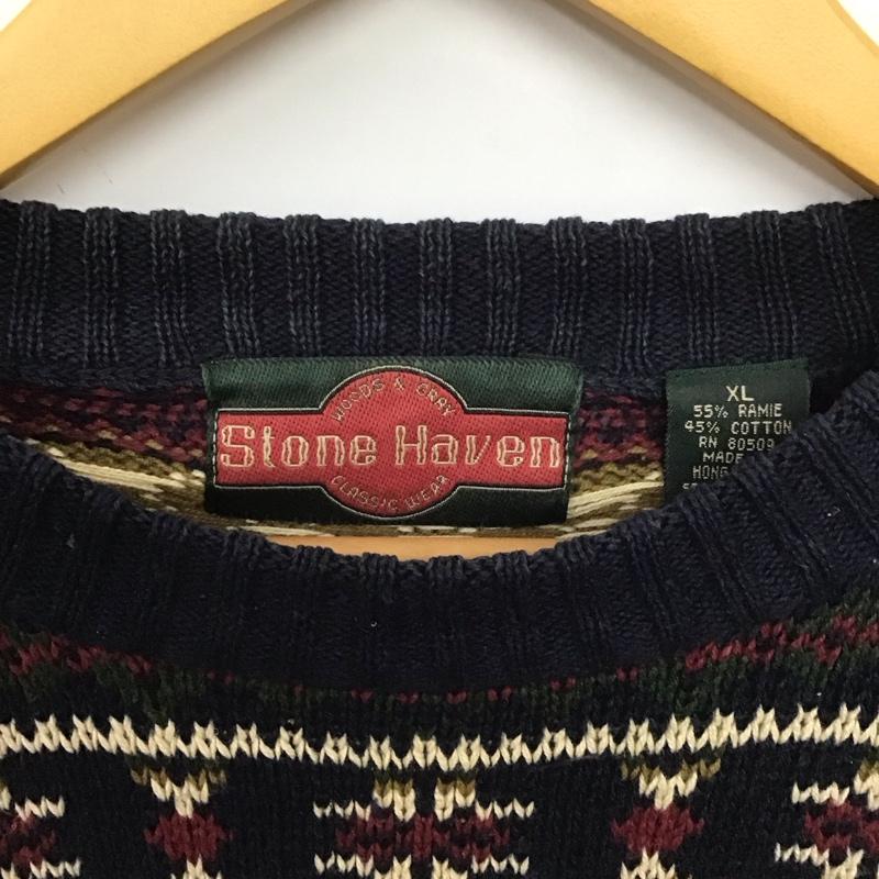 古着 USED ニット、セーター 長袖 長袖ニットカットソー クルーネック セーター 古着 XL プリント マルチカラー / マルチカラー /  メンズ USED 古着 中古 10148722
