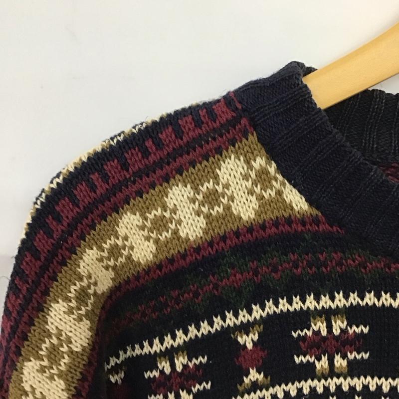 古着 USED ニット、セーター 長袖 長袖ニットカットソー クルーネック セーター 古着 XL プリント マルチカラー / マルチカラー /  メンズ USED 古着 中古 10148722