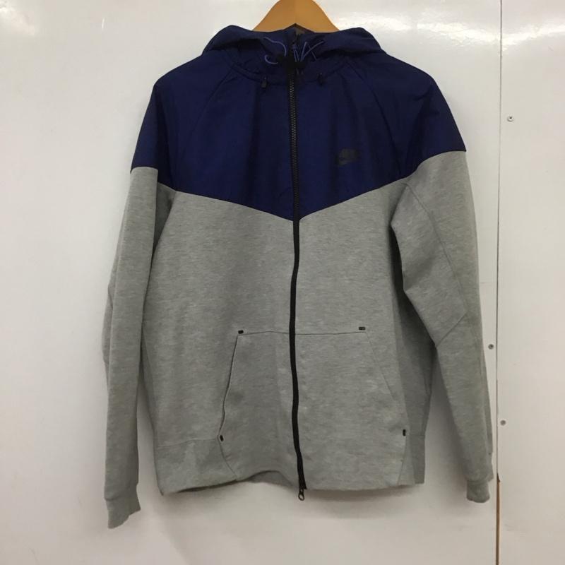 ナイキ NIKE パーカー 長袖 616758-063 ジップアップパーカー ジップアップジャケット L ロゴ、文字 青 / ブルー / X 灰 / グレー /  メンズ USED 古着 中古 10148753