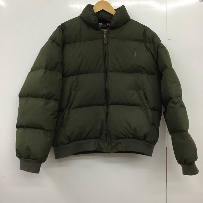 ポロバイラルフローレン Polo by RALPH LAUREN ジャケット、上着 ジャンパー、ブルゾン ジップアップダウンジャケット アウター L ロゴ、文字 カーキ / カーキ /  メンズ USED 古着 中古 10148757