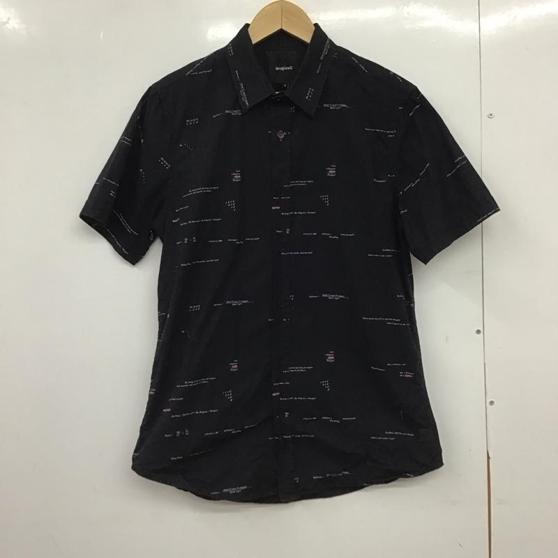 デシグアル Desigual シャツ、ブラウス 半袖 半袖シャツ プリントシャツ カジュアルシャツ S ロゴ、文字 黒 / ブラック /  メンズ USED 古着 中古 10148793