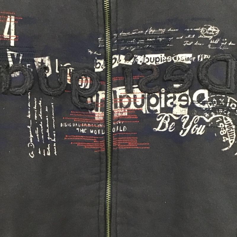 デシグアル Desigual ジャケット、上着 ジャンパー、ブルゾン ジップアップジャケット スウェットジャケット スタンドカラー S ロゴ、文字 紺 / ネイビー /  メンズ USED 古着 中古 10148797